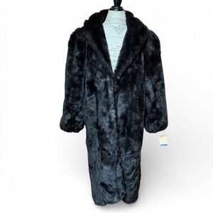 NWT Deadstock Vintage Outerlayers Luxurious Black Faux Fur Coat Style 16